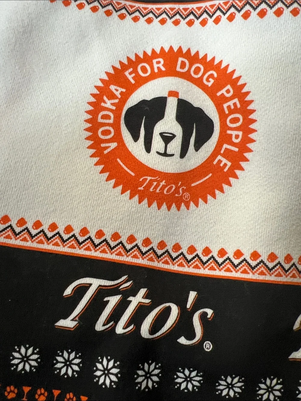 Tito's Orange & Black Dog sweater Medium